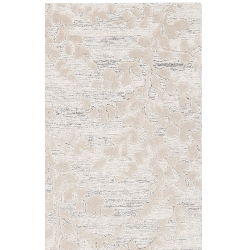 Tapis floral en laine / viscose / coton touffeté à la main Hernal, Rectangle 3 pi x 5 pi