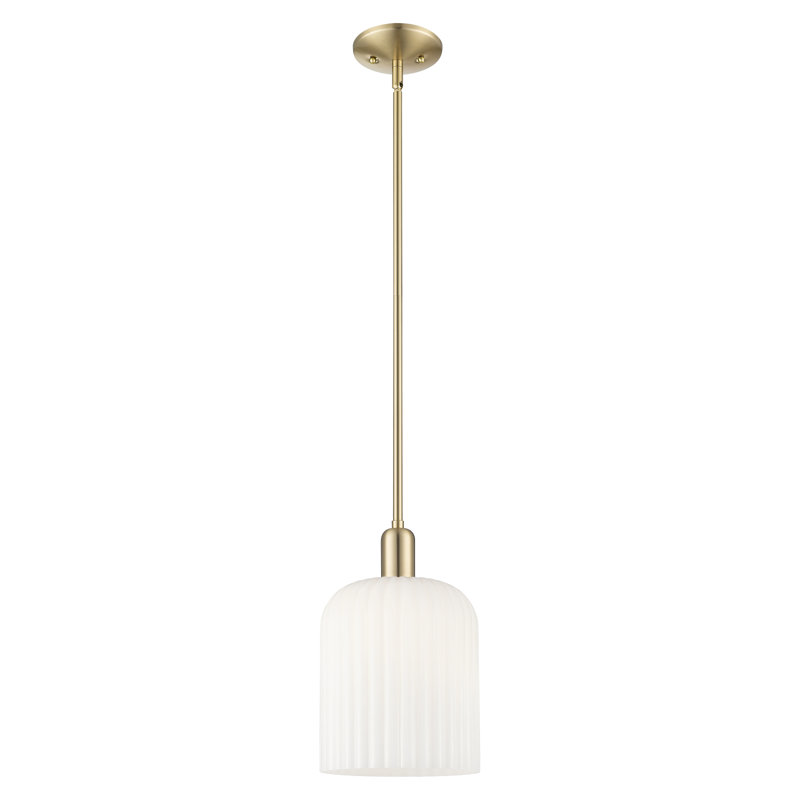 Arcadia - Voile de mariée - Mini-luminaire suspendu 1 tige 8 po - Finition bronze champagne - Abat-jour blanc brillant