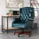 Swain 46.5'' H Traditional  Faux Leather Executive Chair with Solid Wood Base and Tufted Back