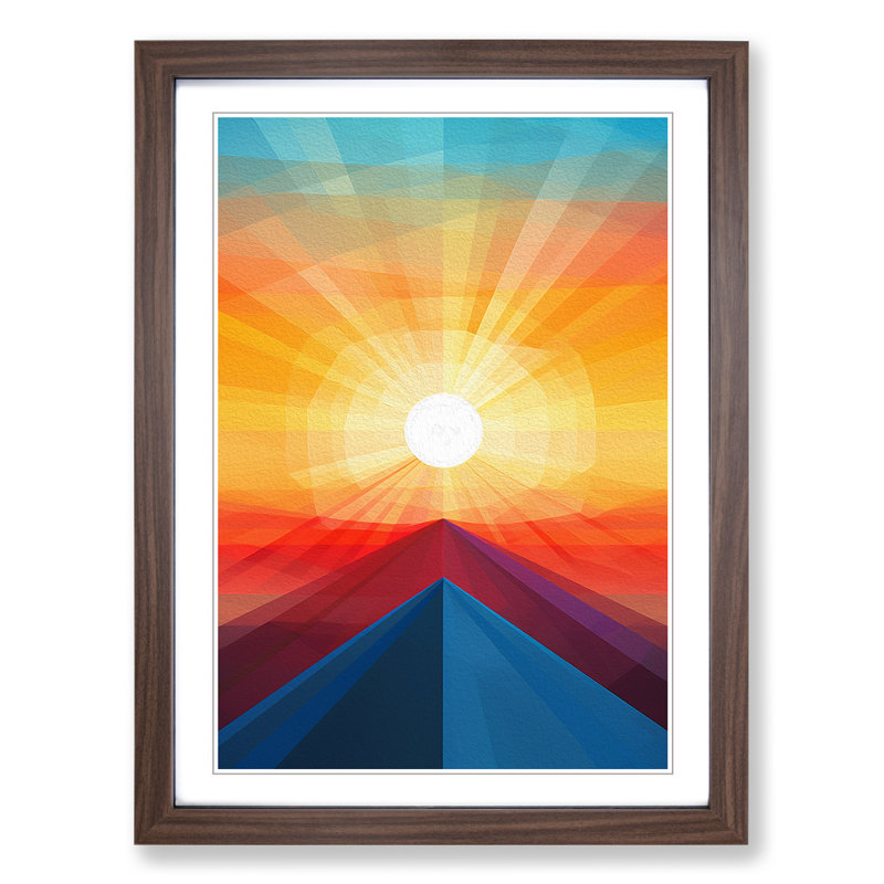 Sunrise Geometric - Framed Print, Walnut, 46cm H x 34cm W x 2cm D