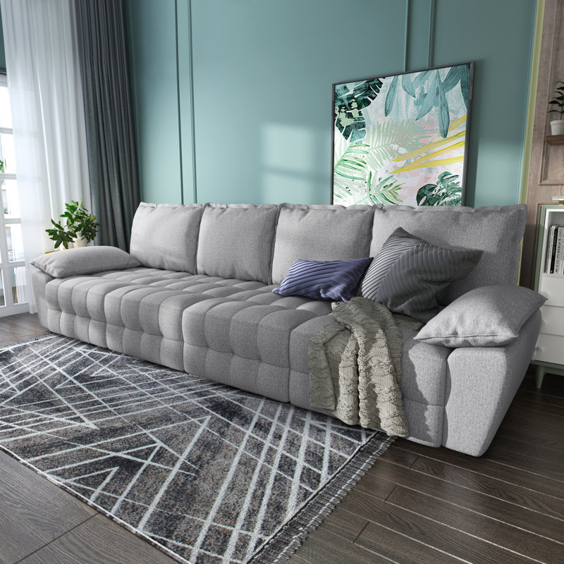 Krishama Upholstered Sofa, Matte Green 100% Polyester, 32.7" H x 92.2" W x 33.7" D
