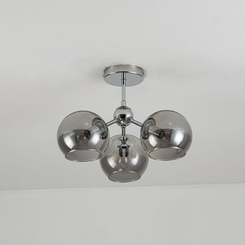 Glass Semi Flush Mount, 3 Lights, 29cm H x 41cm W x 46cm D