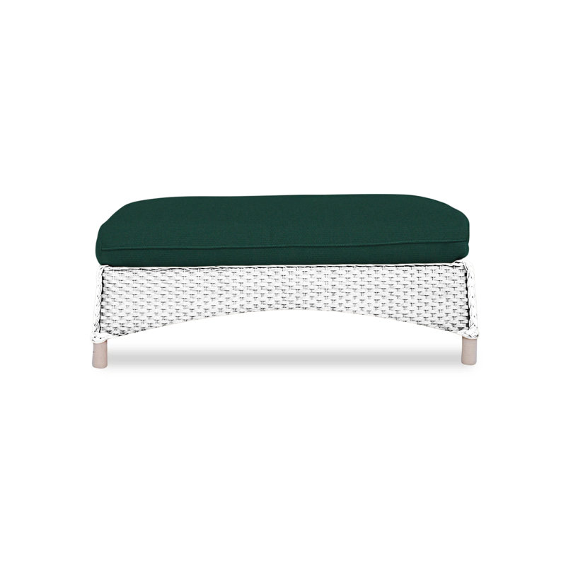 Mandalay Outdoor Ottoman, White, Rollo Linen
