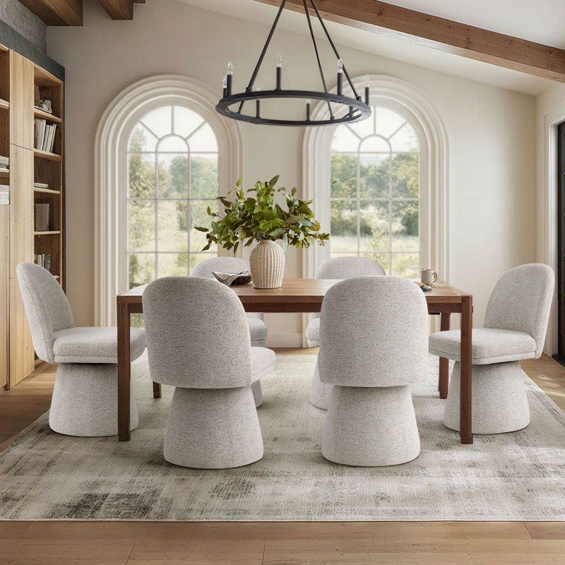 Upholstered Swivel Dining Chair, Cream