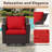 5-Pieces Outdoor Patio Conversation Rattan Seating Group With 2 Ottomans,2 Swivel Chairs and Red Cushions-528534306