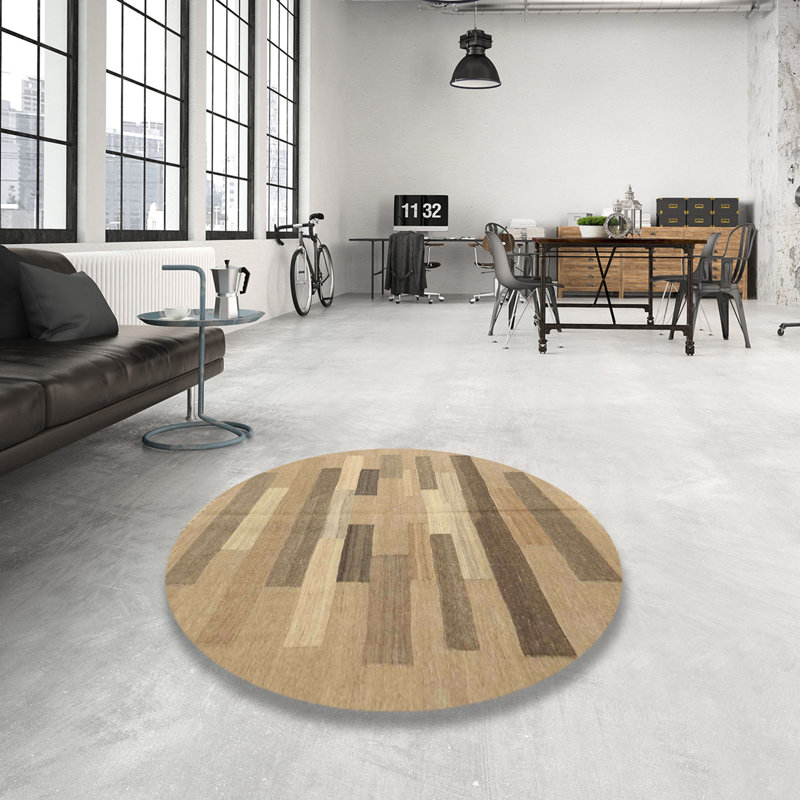 Tapis brun/gris zone contemporaine, Rond 5 pi