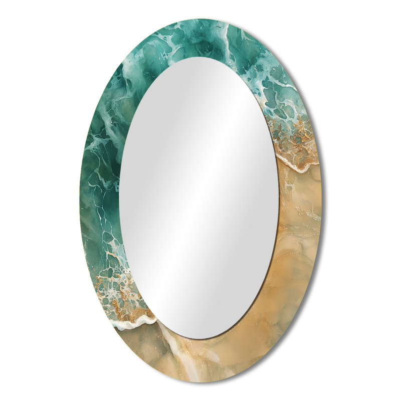 Miroir mural Coastal Spiral Emerald Seashell II - Coastal, 36 po x 24 po