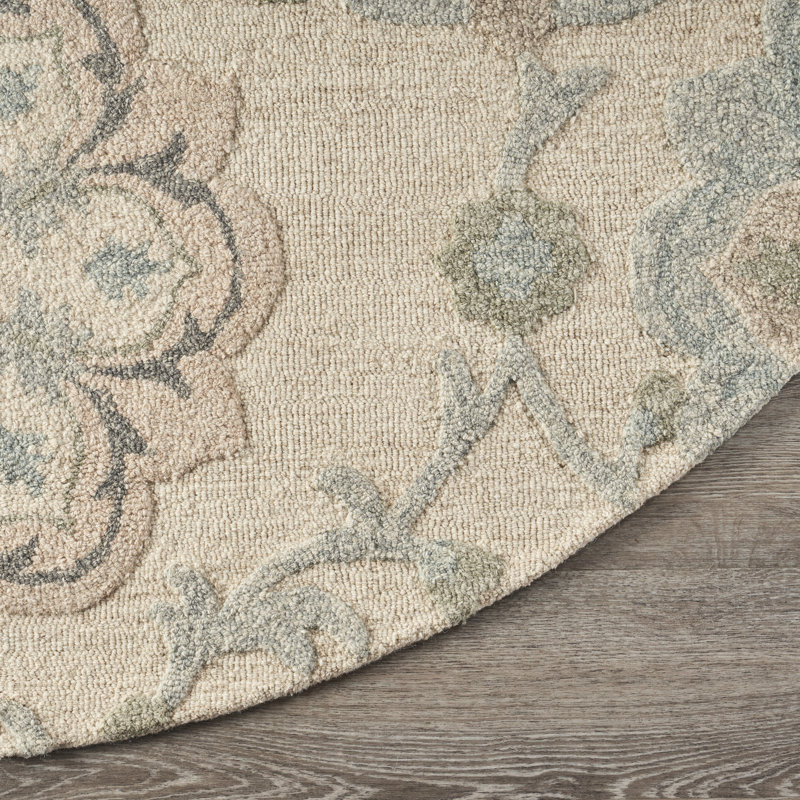 Munz Handmade Traditional Natural Wool Indoor Round Rug, Round 7'3"