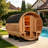 4-6 Person Outdoor Red Cedar Barrel Sauna With Porch, 6kw Heater And Tempered Glass Door