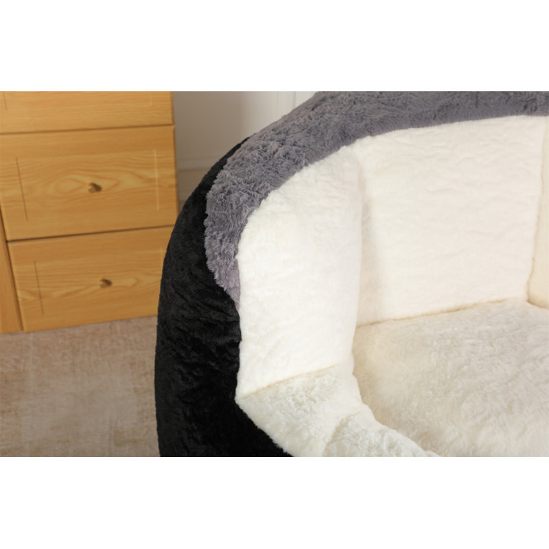 Oversized Bean Bag Chairs, Black/White Faux Fur