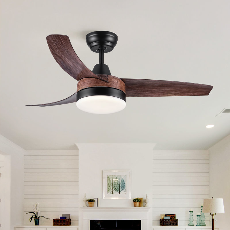 Small-CF 42'' Ceiling Fan with LED Lights, Brown