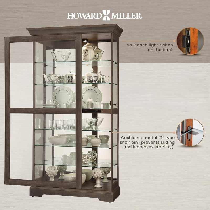 Tyler VI Lighted Curio Cabinet, Brown