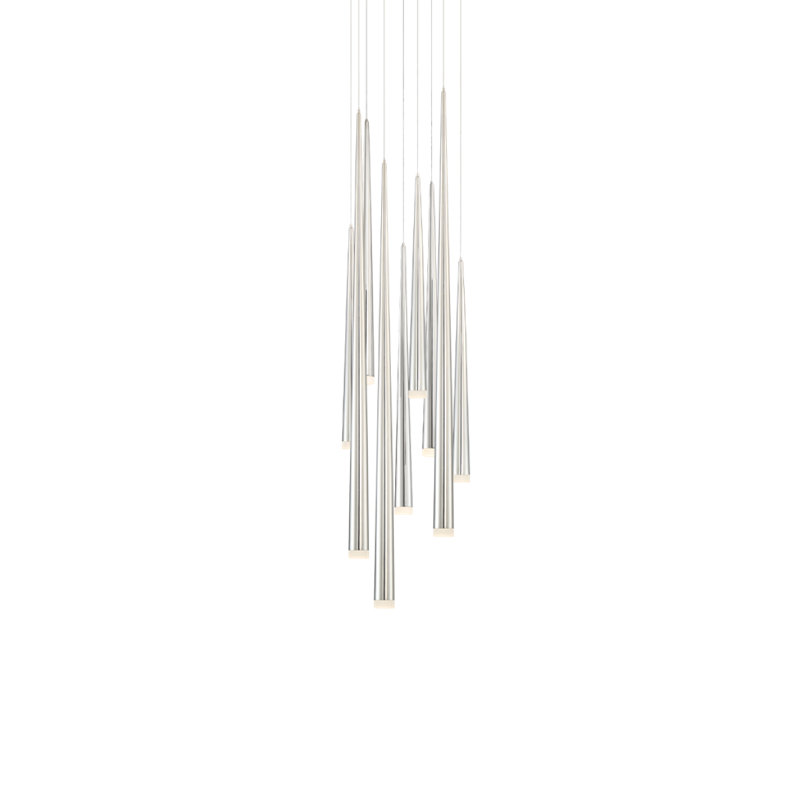 Luminaire suspendu géométrique en grappe à 9 lumières Cascade, Nickel poli
