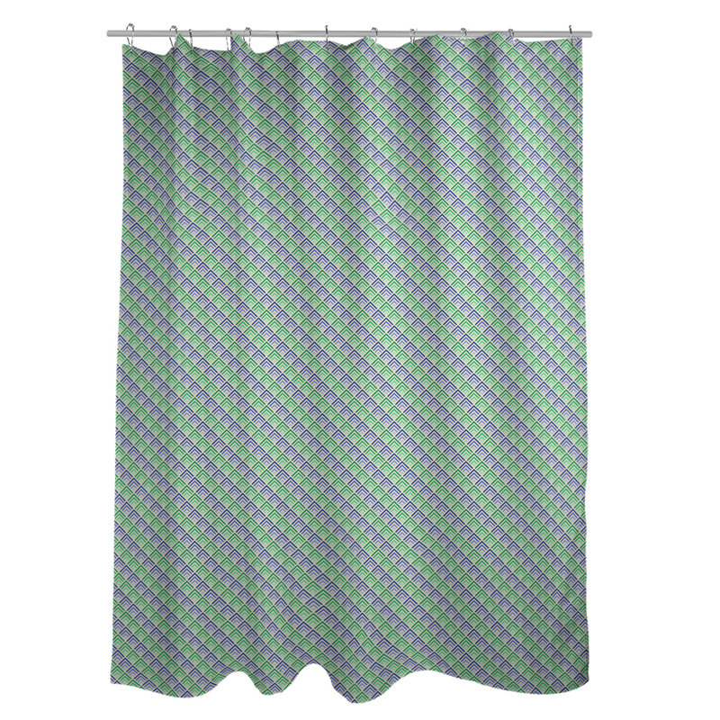 Katelyn Elizabeth Geometric Shower Curtain, Green/Blue