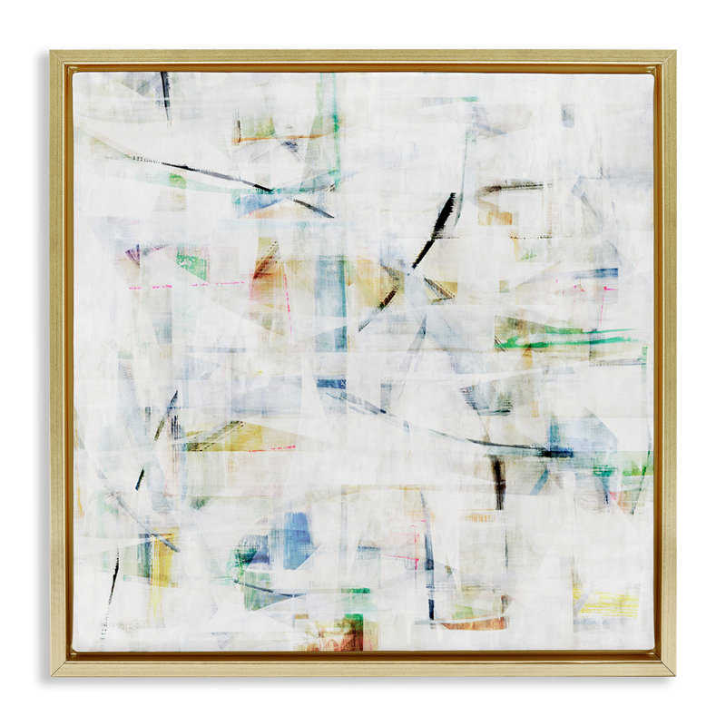 Cadre flottant Layered Vibrant Complexity, design par Hannah Dawson, H 25 po x l 25 po, Cadre flottant métallique doré