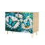 Buffet Buffet avec rangement Papillons turquoise, marguerites sarcelle et fleurs blanches avec 2 portes pour le salon et la cuisine