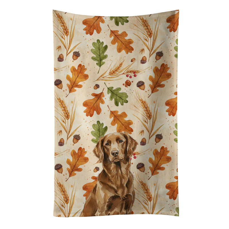 Liver Flat-Coated Retriever Heirloom Fall Kitchen Towel, Liver Flat-Coated Retriever