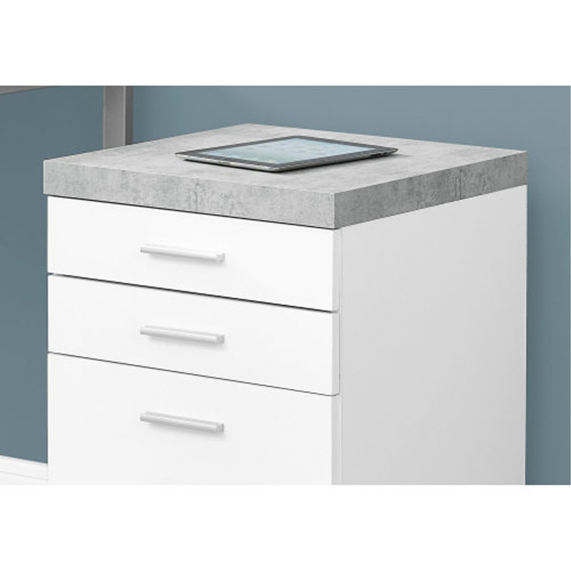 18.25'' Wide 3 -Drawer File Cabinet, White/Gray Duplicate
