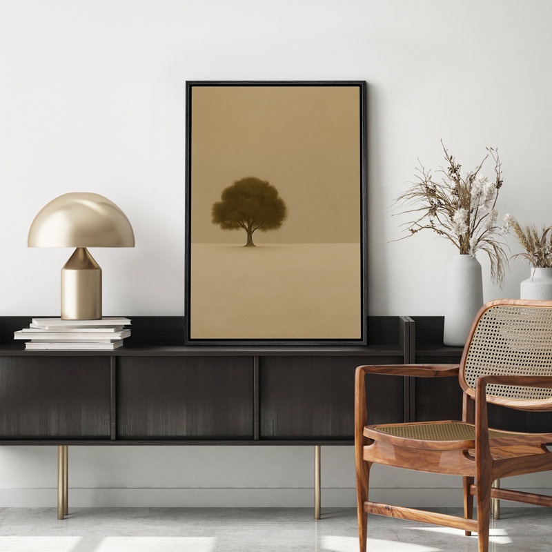«Solitaire Tree Minimal Landscape», art mural, impression sur toile encadrée, H 24 po x l 16 po x P 1,5 po