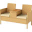 Mobilier d'extérieur avec table intégrée, housses de coussins lavables, protégé, idéal pour les petits patios. Plateau en bois rabattable, coussins amovibles, structure en acier, parfait pour les petits jardins.