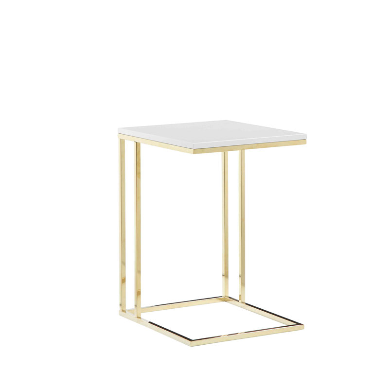 Table de bout Hampshire C, Plateau blanc / base or