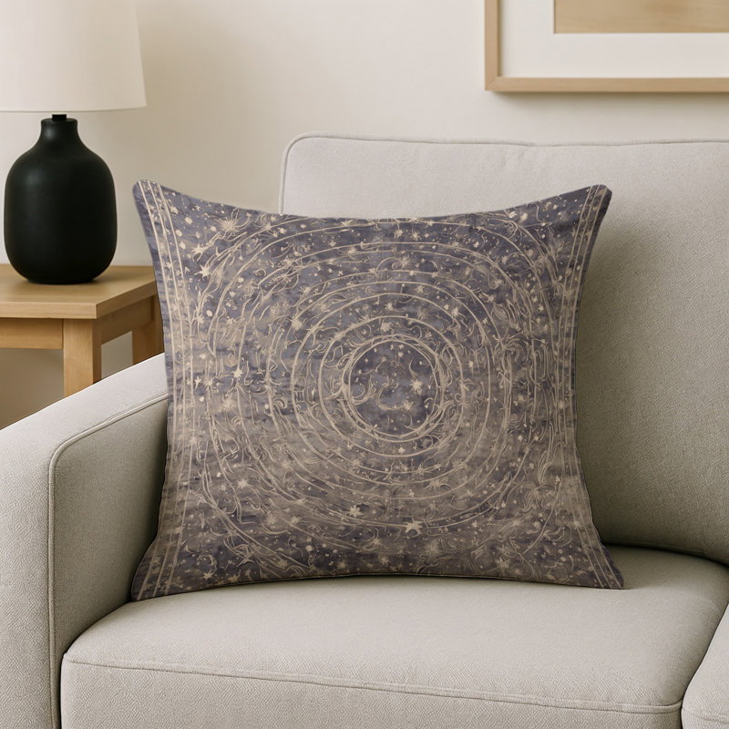 Coussin décoratif intérieur / extérieur gris Modern Modern, Carré 16 po, Gris / brun clair abstrait