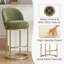 Tabouret de bar sculptural pivotant avec base en métal doré et assise en chenille rembourrée-131456462