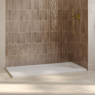Receveur de douche rectangulaire extra-plat Lenora 60 po x 32 po avec bonde latérale dissimulée, blanc uni