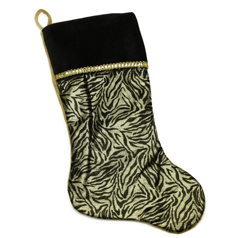 Chaussette de Noël 20 "à imprimé zébré, Or