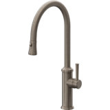 Davoli Pull-Down Kitchen Faucet with Button Sprayer - High Arc Spout