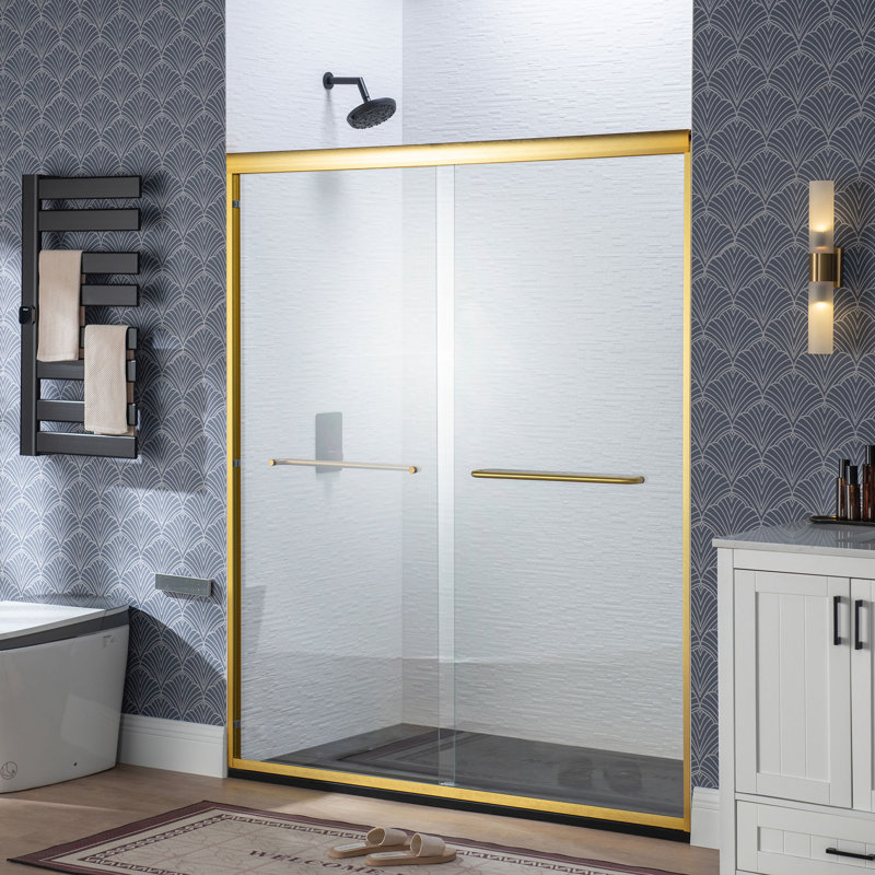 Double porte de baignoire coulissante de 44 à 48 po de largeur x 72 po de hauteur | Verre trempé transparent de 1/4 po (6 mm), résistant à l'explosion et sécuritaire