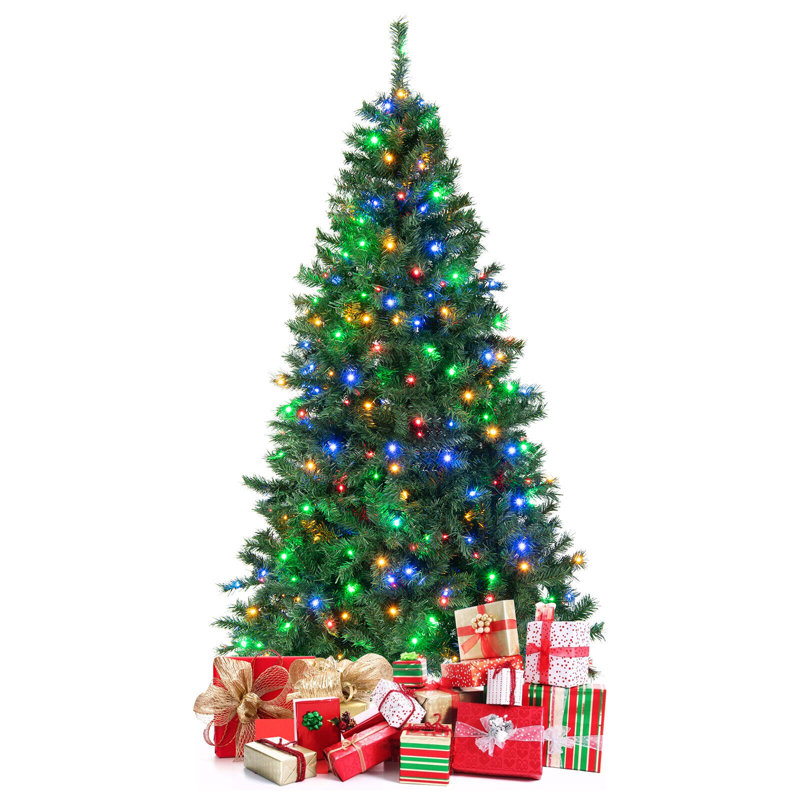 Arbre de Noël en cachemire vert 7 pi avec 350 lumières DEL et forme rapide 3 minutes