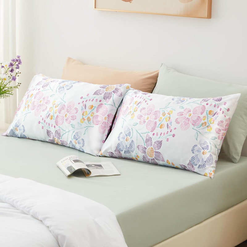 Flower Silk Pillowcase 2 Pack 20x30 inches