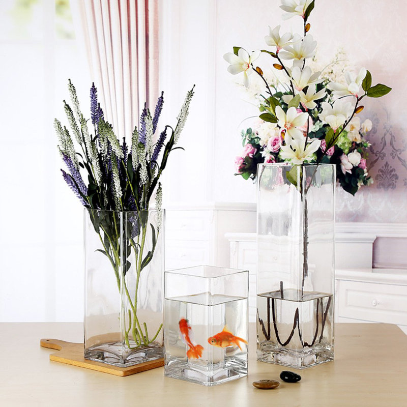 Vase de table en verre à rectangulaire block Teja, H 6 po x l 3 po x P 3 po