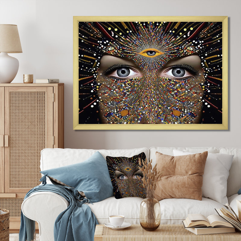 " Sacred Vision Third Eye Vision ", 12" H x 20" W x 1" D, Gold Single Picture Framed