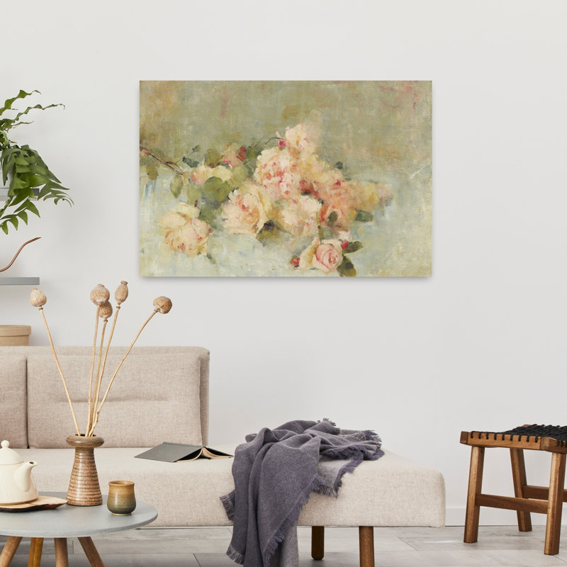 Bouquet de roses, art printanier abstrait, H 36 po x l 24 po