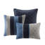 Ensemble de 7 pièces pour lit très grand en microsuède bleu marine avec accents décoratifs