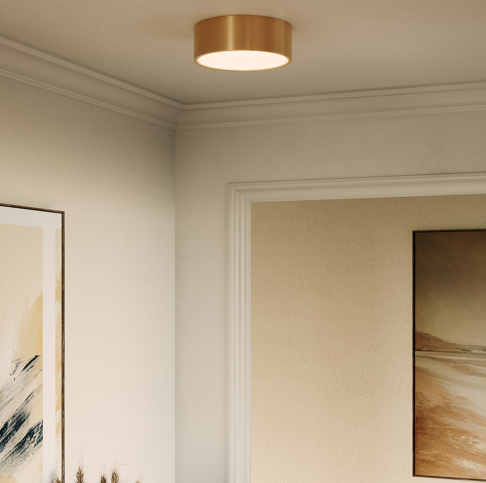 Mossy 2-Light Flush Mount, Aged Gold