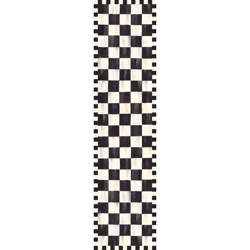 Courtly Checkered Washable Rug, Runner 2'6" x 10'