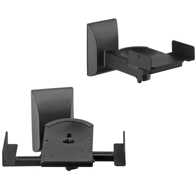 24.1cm Dual Side Clamping Bookshelf Fixed Height Wall Mounting Bracket Adjustable For Large Surrounding Sound Speakers, Hold Up To 25Kgs(2 Packs)