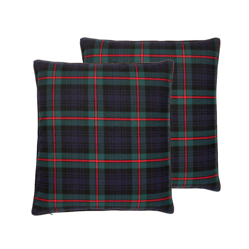 Housse de coussin en tartan Edinburgh seulement - ensemble de 2, Vert / Noir / Rouge