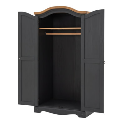 Corona Charcoal Grey 2 Door Arch Top Wardrobe