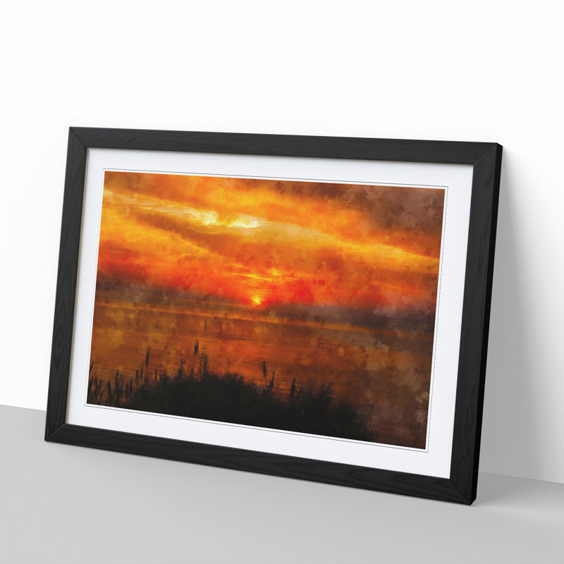 The Orange Sunset - Picture Frame Graphic Art, Black Framed, 48cm H x 65cm W x 2cm D