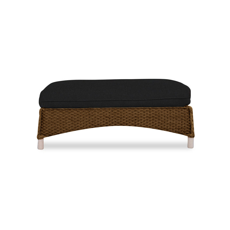 Mandalay Outdoor Ottoman, Canvas Black Sunbrella® Canvas, White
