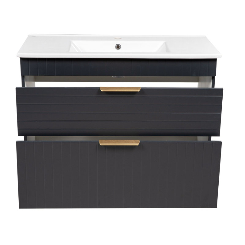 Meuble-lavabo autoportant avec lavabo Jakkar-F_Modern, Gris anthracite mat
