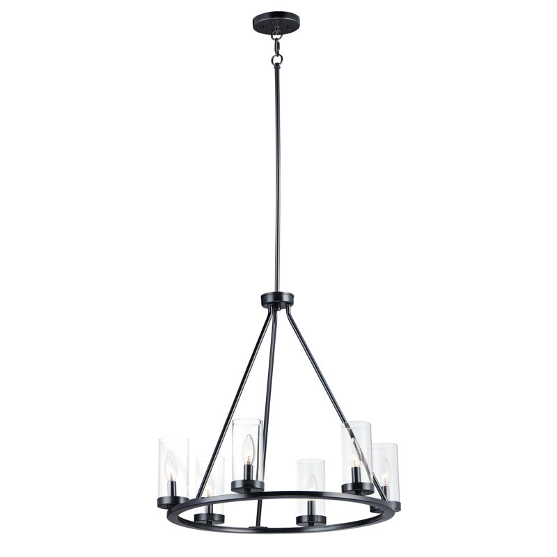 Hiddenite 6 - Light Dimmable Wagon Wheel Chandelier, Black