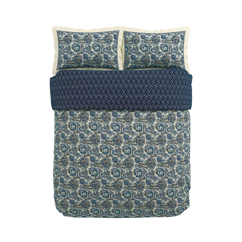 Chinese Magpie Cotton Paisley Duvet Cover Set, Super King Duvet Cover + 2 Pillowcases