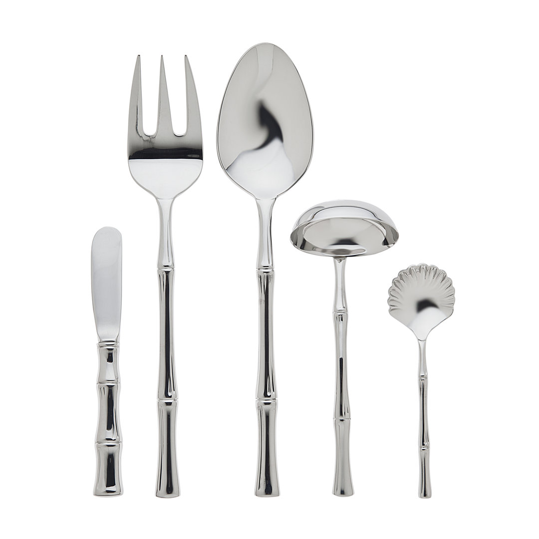Bamboo 5 Piece Stainless Steel Hostess Set Ricci Argentieri