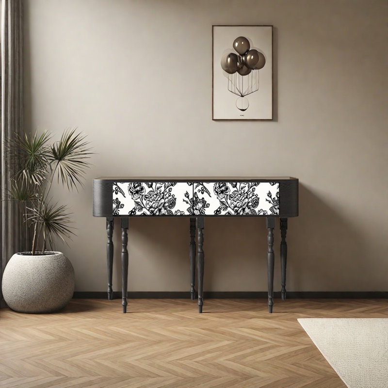 Console rétro avec 2 tiroirs, H 31,5 po x l 47,24 po x P 15,75 po