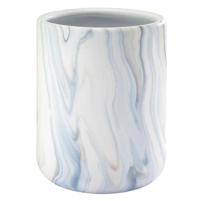 Waves Bath Blue Wastebasket